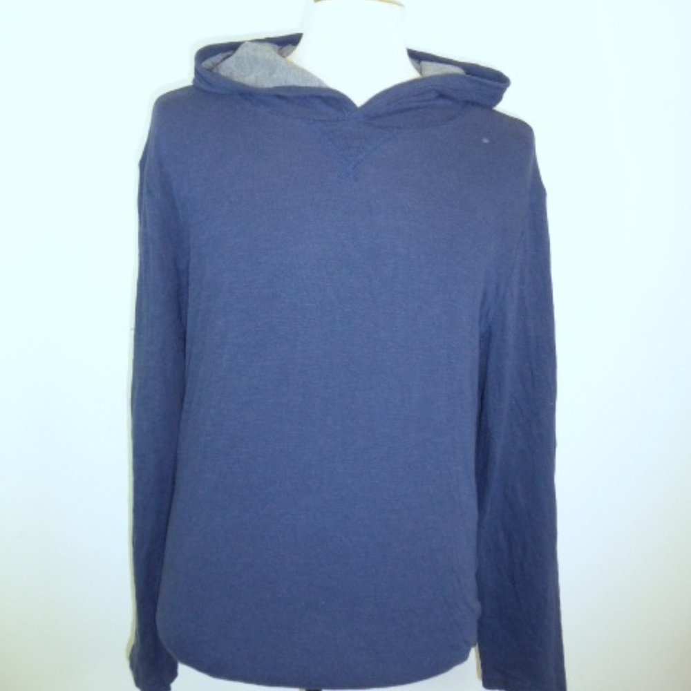GRAY SAKS FIFTH AVENUE blue HOODie layered cotton sweater top 2xl